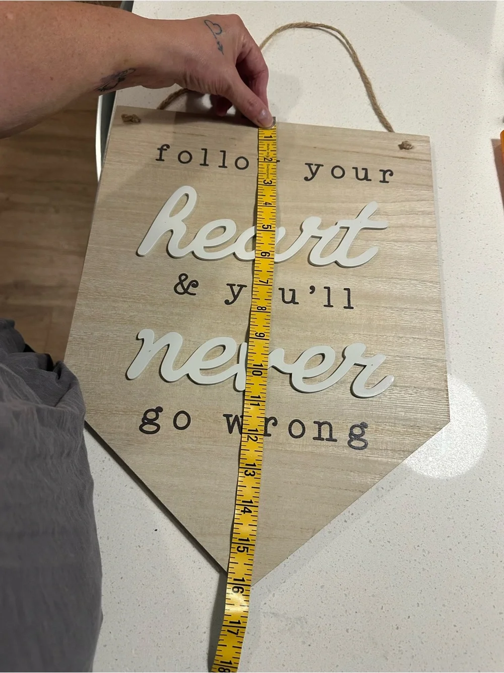 NWT Wooden 'Follow Your Heart' Wall Sign - White Script